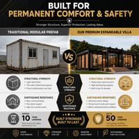 Villa mobile de luxe extensible à durabilité extrême, résistante aux intempéries, aux vents et aux tremblements de terre, idéale pour les projets mondiaux