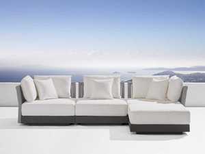 Sofá Seccional de Aluminio con Recubrimiento de Polvo Negro, Sofás de Jardín, Juego de Muebles de Exterior con Cuerda Tejida - Product Image 2