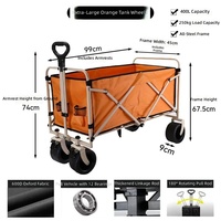 Nouvelle remorque de camping jumbo avec roues tout-terrain, chariot pliable en acier pour le camping et les pique-niques en plein air