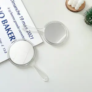 새로운 손잡이 화장품 거울 소형 흰색 휴대용 고화질 화장품 포켓 거울