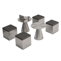 Ensemble de mobilier de café de style industriel en acier inoxydable, banc lounge, tabouret carré avec table d'appoint ronde pour boutique de thé au lait commerciale