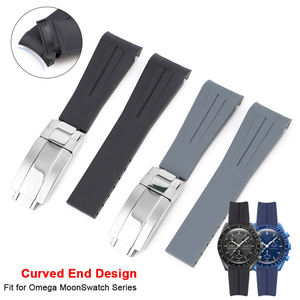 Bracelets de montre incurvés de 20 mm avec logo personnalisé pour Omega X <span class=keywords><strong>Swatch</strong></span> MoonSwatch, bracelet de montre sport en caoutchouc pour homme et <span class=keywords><strong>femme</strong></span> - Product Image 1