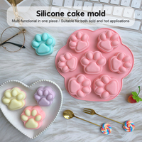 7 agujeros pata de perro pastel Fondant molde de silicona BPA moldes de silicona para hornear para DIY Chocolate caramelo hielo comida para bebé bandeja para hornear