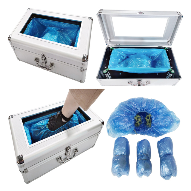 Aluminum Profile Suitcase Shoe Cover Dispenser With Handle and Lock Metal Machine Inside