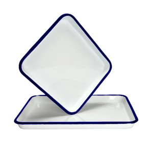 Bandeja Rectangular Degao con Borde Azul Esmaltado, Resistente a Ácidos y Álcalis, Reutilizable para Uso en Laboratorio, OEM, Garantía de 2 Años, Desinfección - Product Image 2