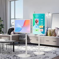 TV Layar Sentuh Android Pintar 23,8 Inci, Portabel, Nirkabel, LED Backlit HD dengan Kabinet Putih untuk Kebugaran dan Rapat