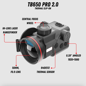 กล้องติดตัวแบบคลิปออนรุ่น 650 PRO 2.0 ราคาถูกที่สุด พร้อมเลนส์ในตัว LRF ความละเอียด 640x512 เชื่อมต่อ WiFi กันน้ำ ระยะ 2800 ม. - Product Image 2