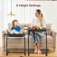 Table de lit TV pliable et réglable avec 6 réglages de hauteur et 3 réglages d'angle d'inclinaison, plateau repas TV avec porte-gobelet pour canapé, lit, fauteuil
