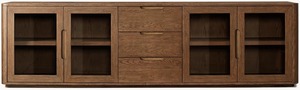 Mueble de Almacenamiento de Roble Estilo Rústico Francés, Aparador Retro Envejecido de Estilo Americano para Sala de Estar, Mueble para TV - Product Image 3