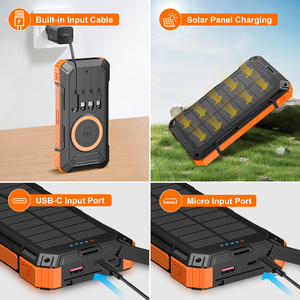 Bancos de Energía Solares Portátiles Inalámbricos para Exteriores/Camping con 3 Cables Integrados y Cargador Solar con Luces LED Dobles, Expo Marzo 2026 - Product Image 3