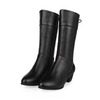 Bottes d'hiver imperméables de luxe pour femmes, plates, noires, en cuir de haute qualité, chaudes, en laine PU, avec semelle en caoutchouc
