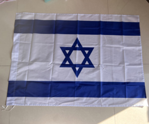 Commercio all'ingrosso 3x5 90x150cm 14x21cm 30x40cm poliestere paese israeliano nazionale <span class=keywords><strong>blu</strong></span> mano <span class=keywords><strong>bianca</strong></span> piccola bandiera 5 stelle israele bandiera auto - Product Image 2