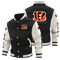 Blouson Bomber Ample Grande Taille Style Européen et Américain pour Étudiant, Série Édition Fan d'Équipe Imprimée, Col Montant Standard, Printemps