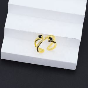 New Arrival 24K Gold Plated Brass <b>Open</b> Cross <b>Ring</b> Fashion Design Zircon <b>Rings</b> for Women-for Engagement Gift or Party - Product Image 4