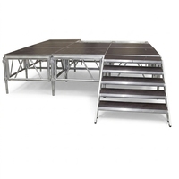 Plateforme de scène en aluminium 4x8 pieds d'occasion, portable, avec marches, pour événements, concerts, mariages et expositions en extérieur