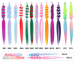 Cola de caballo trenzada de doble color, cola de caballo con giro cúbico 3D con banda de goma para niños - Product Image 5