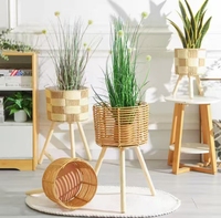 Guirlandes florales décoratives et décorations de mariage végétales, ensemble de supports pour plantes en rotin, décoration intérieure de style bohème