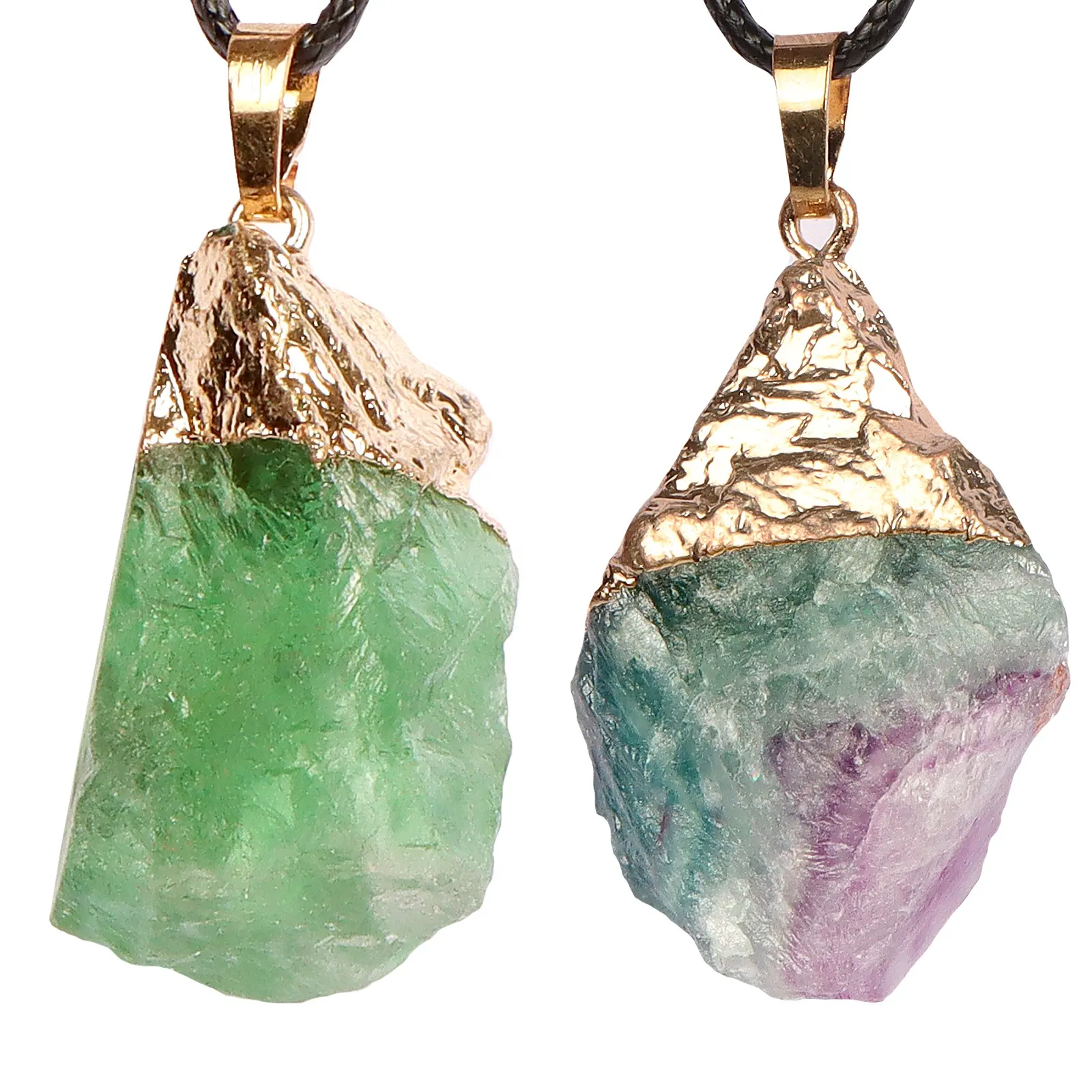 Natural Fluorite Crystal Raw Real Healing Stone Pendant Necklace Irregular Rough Random Chakra Pendants Mixed for Women Girls
