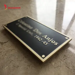 BRANDNEWSIGN Fabricante Design personalizado vintage tumba nome bronze placas comemorativas Titulares Placa de bronze Placa De Parede