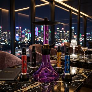 Moderno Set de Shisha de Aleación de Aluminio con Acabado Espejo, Tipo Recto Portátil con Mangueras para Bar o Regalo - Product Image 4