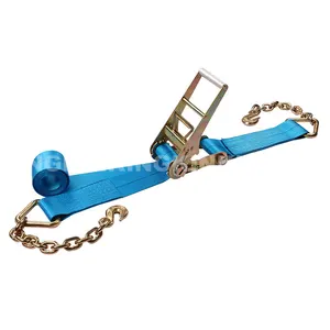 5400lbs Polyester Lashing Belt Tie Down Ratchet With Chain Extension Ratchet Buckle Cargo Lashing Belts