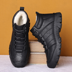 Botas de Invierno para Hombre, de Piel Auténtica, Forradas de Felpa, Antideslizantes, con Suela de Goma, Punta Redonda, Botas para la Nieve - Product Image 2