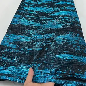 Tissu jacquard en polyester bleu multicolore de haute qualité