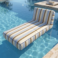 Chaise longue gonflable portable en tissu à rayures personnalisées pour piscine, transat aquatique pour bord de piscine