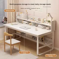 Bureau d'ordinateur en bois avec étagère, design moderne et minimaliste pour la maison, le bureau et l'étude