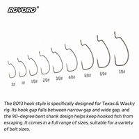 ROVORO 8013 2 # -7/0 #   Hameçon à pointe extra large, à angle de 90 degrés, avec revêtement PTFE pour la pêche au black-bass, hameçon pour appâts souples