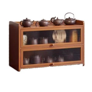 Portavasos de estilo vintage, aparador, organizador de tazas de agua y café, gabinete de almacenamiento de doble capa a prueba de polvo - Product Image 5
