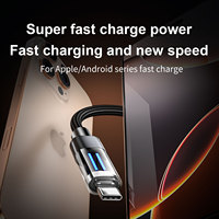 Câble de charge USB A vers Type C 100W super rapide, coque transparente, cordon de charge en nylon tressé avec lumière LED