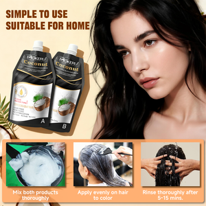 Crema Colorante per Capelli Nera al Cocco MOKERU all'Ingrosso, Senza Ammoniaca, Tipo Liquido Trasparente, Non Macchia la Pelle, Colorazione Naturale per Capelli Neri - Product Image 4