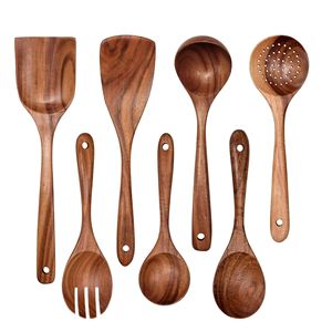 9-Piece Premium Smooth Teak Acacia Wood Cooking <b>Utensil</b> <b>Set</b> Premium Wooden Spoons for Kitchen Use - Product Image 6