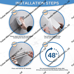 Toallero individual de acero adhesivo, toallero de pared para baño, Agujero no perforado, toallero de acero inoxidable, toallero de baño - Product Image 6