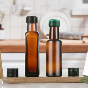 100ml Amber Brown Petite bouteille carrée en verre d'huile de cuisson au miel avec bouchon en plastique <span class=keywords><strong>ou</strong></span> en métal - Product Image 4