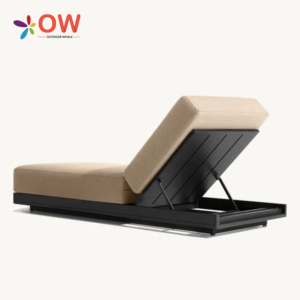 طقم أثاث خارجي حديث من الألومنيوم، كراسي استلقاء وسرير نهاري للفنادق والحدائق والفيلات والساحات، متين - Product Image 4