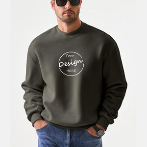 Venta al por mayor Color Sólido Otoño Sudadera Peso Pesado 310GSM Algodón Poliéster Casual Cuello Redondo Hombres Acanalado Hombres Sudadera Adolescente - Product Image 4