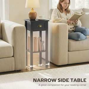 Table d'appoint contemporaine minimaliste SENYU à 2 niveaux avec tiroir et étagère pour salon ou couloir - Product Image 5