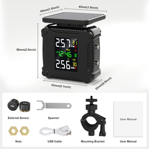 ระบบตรวจสอบแรงดันลมยางรถจักรยานยนต์แบบใหม่ กันน้ำ ชาร์จด้วยแม่เหล็ก พลังงานแสงอาทิตย์ 2 เซ็นเซอร์ภายนอก <span class=keywords><strong>TPMS</strong></span> สำหรับมอเตอร์ไซค์ - Product Image 4