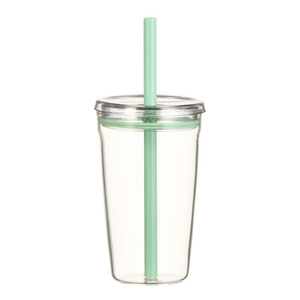 Novo 450ml Copo de Água de Vidro Transparente com Tritan Straw & Lid Café & Milkshake Garrafa Copo Personalizado Logo Escritório Beber Caneca - Product Image 4