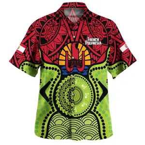 Французская Полинезия гавайская рубашка полинезийская смешанные аборигенные узоры мужские летние рубашки модные дизайнерские мужские топы оптом