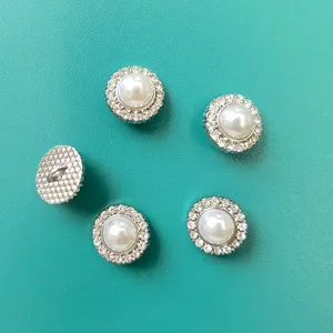 Factory wholesale metal white pearl circular buttons alloy sewing fashion paint ed button for clothing