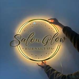 Enseigne publicitaire intérieure et extérieure, enseigne de magasin, or, acrylique 3D, lumière LED néon, logo mural personnalisé, enseigne de magasin rétroéclairée pour la décoration - Product Image 4