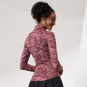 Cardigan de sport à manches longues pour femmes pull de fitness de yoga à séchage rapide avec col montant et veste de sport à imprimé camouflage - Product Image 6