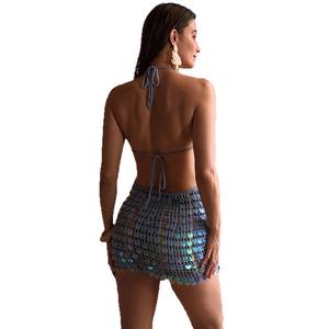 Abito Elegante con Paillettes Lucide e Schiena Scoperta, <span class=keywords><strong>Mini</strong></span> Abito Aderente Sexy con Collo all'Americana e Scollatura Profonda per Feste in Discoteca - Product Image 5