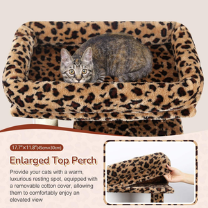 Árbol rascador <span class=keywords><strong>para</strong></span> gatos de alta resistencia de 72 pulgadas de altura con estampado de leopardo, dos casas y 3 hamacas <span class=keywords><strong>para</strong></span> gatos grandes, gimnasio de juegos - Product Image 2