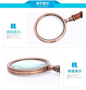 Lente d'ingrandimento Vintage con manico in legno di vetro metallico lente d'ingrandimento regalo collezione di lettura in ebano di alta qualità HD - Product Image 4