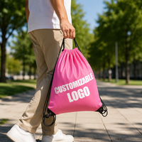 Sac à dos de sport en polyester personnalisé, imperméable, avec cordon de serrage et longue poignée, logo imprimé, idéal pour les promotions et l'extérieur – Vente en gros