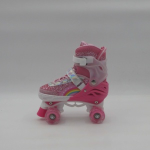 Chaussures de <span class=keywords><strong>roller</strong></span> <span class=keywords><strong>quad</strong></span> professionnelles personnalisées pour femmes adultes, roses, Jun Ran YJ-128, roues en PU avec roulements ABEC-7, roues en PVC, roues clignotantes - Product Image 4